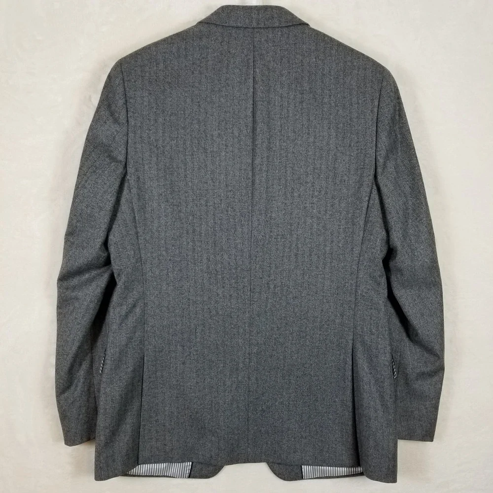 Banana Republic Modern Slim Fit Grey Herringbone 100% Wool Blazer Sport Coat 40R